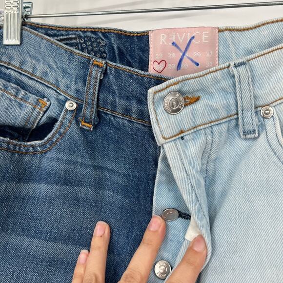 Revice Denim Dream Fit Jeans in Blue Division Two Tone High Rise Button Fly - Picture 3 of 7